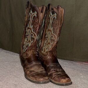 Justin Boots Brown and Blue Heeled Boots